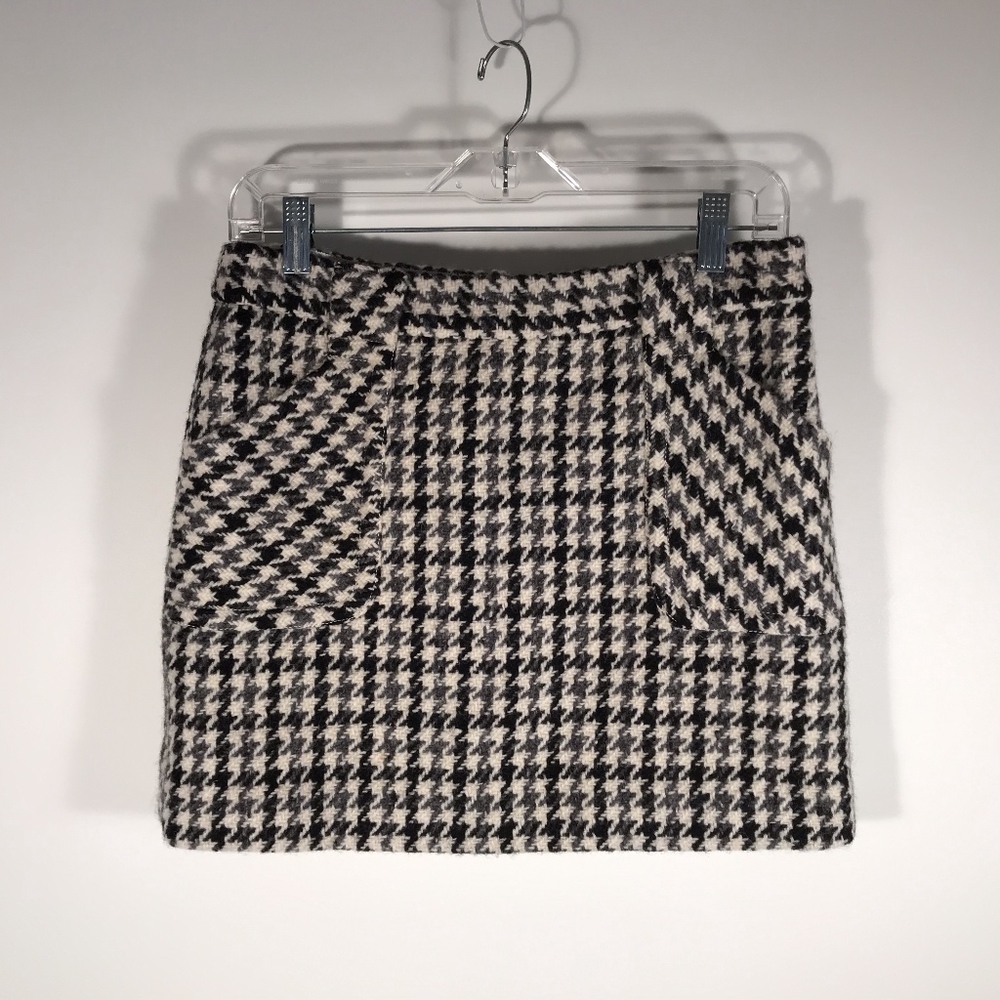 J Crew White Black Wool Houndstooth Skirt Women 4